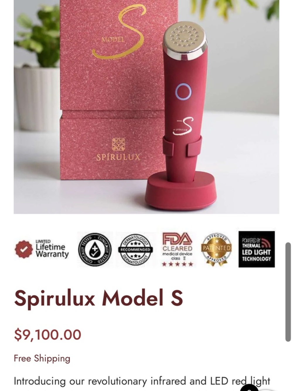 Spirulux Model S Red Facial Cleansing Device